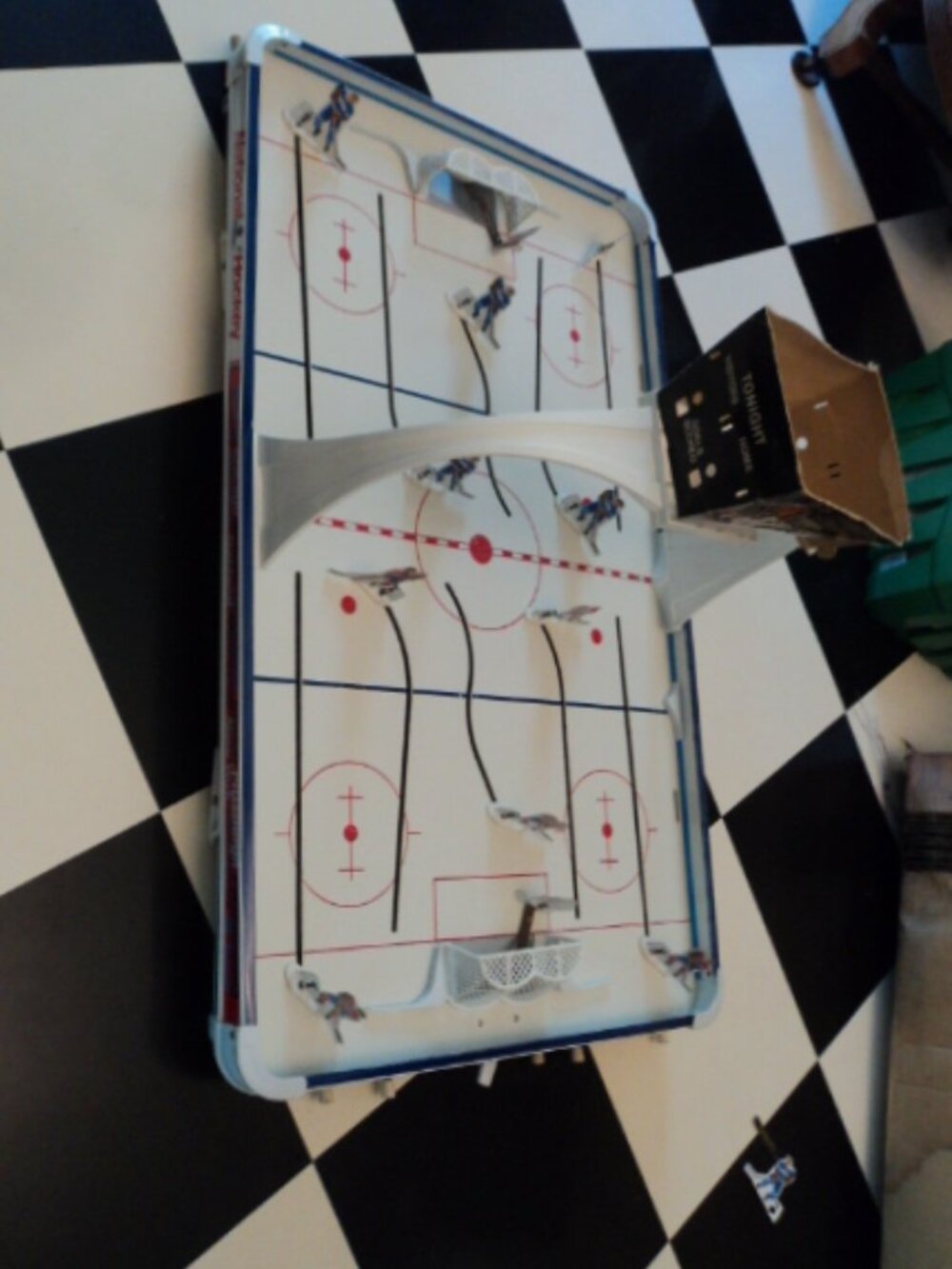 vintage table top hockey game with metal figures ~ 1971